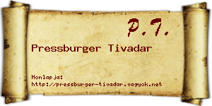 Pressburger Tivadar névjegykártya